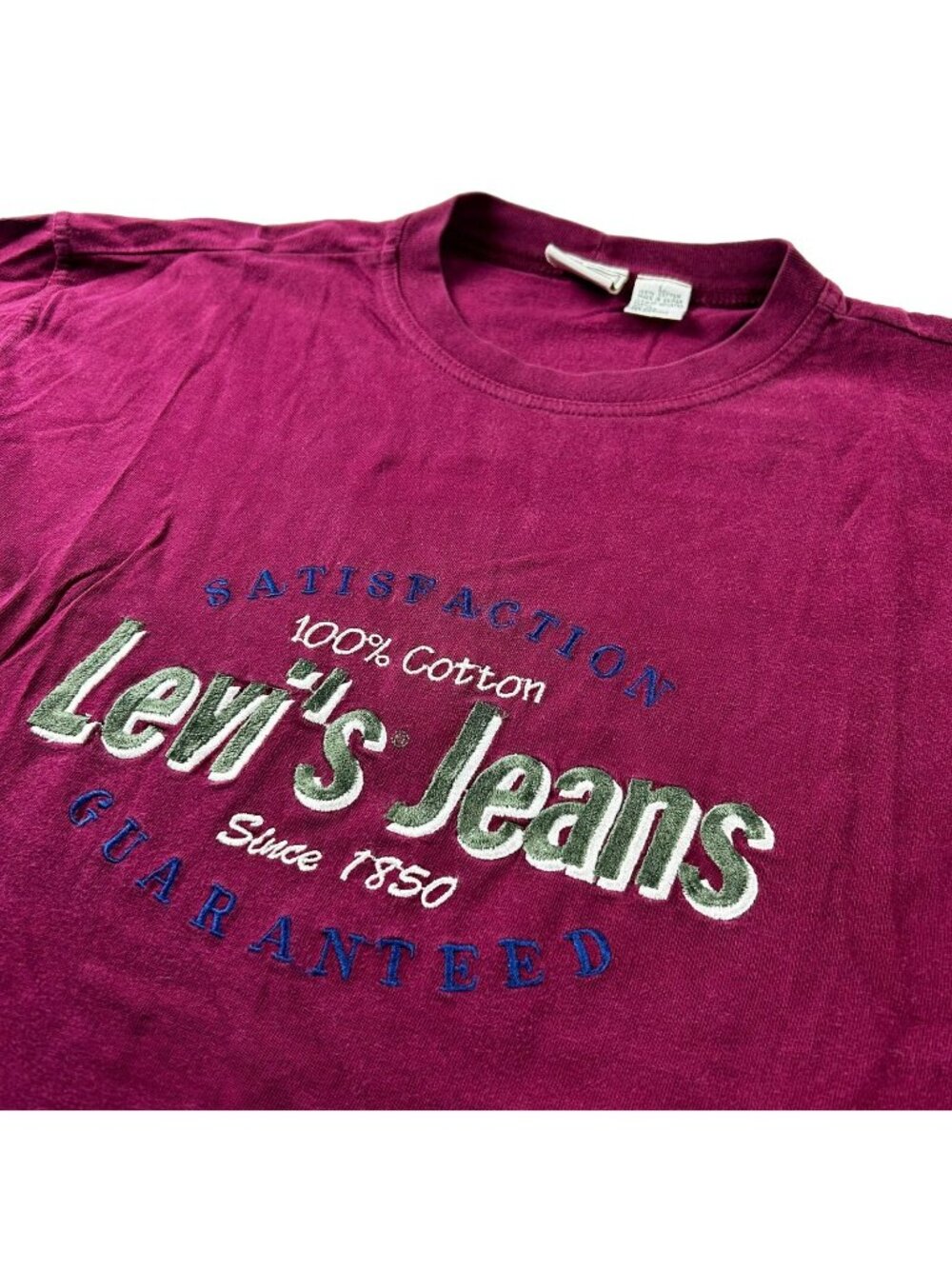 VTG Levi's Women’s 100% Cotton L/S Shirt Embroidered Spellout Maroon • Large